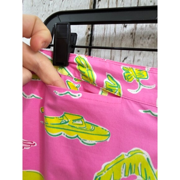 BF Women's 8 VINTAGE LILLY PULITZER Pink Palm Tree Tapered Leg Khaki Chino Pants - Picture 5 of 11